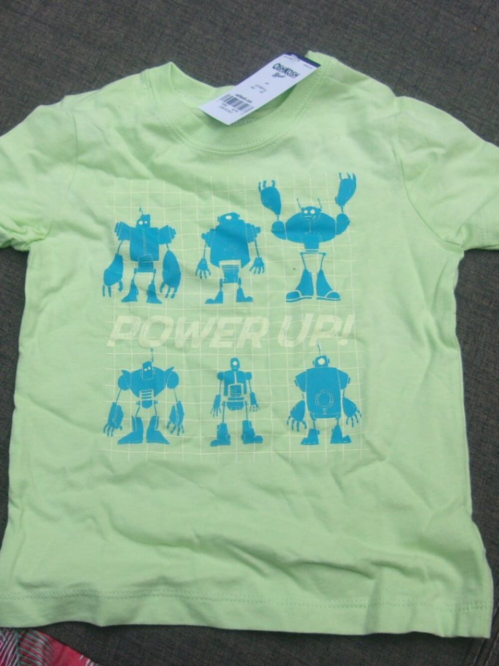 OshKosh B'Gosh Light Green "POWER UP" Shirt 18m New With Tags